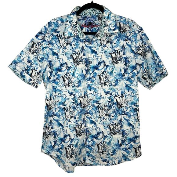 Robert Graham Men’s Large Classic Fit Short Sleeve Button Up Shirt Blue‎ Paisley - Picture 1 of 6
